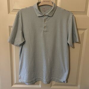 Peter Millar Seaside Blue and White Striped Polo Shirt